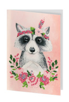 Кристальная ( алмазная) мозаика  " ФРЕЯ" ALVO- 602 открытка " Енотик с цветами" 10. 5 х 14. 8 см