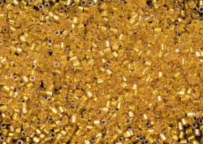 Бисер Чехия рубка 10/0 50г 87060 прозрачный желто-оранжевый с серебряным прокрасом